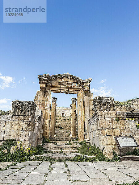 Columns in the ancient city of Jerash  believed to be founded in 331 BC by Alexander the Great  Jerash  Jordan  Middle East