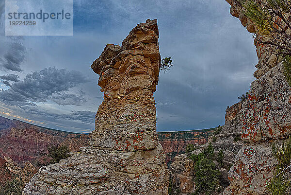 Ein Felsturm östlich von Grandview Point am Grand Canyon South Rim  Grand Canyon National Park  UNESCO-Weltkulturerbe  Arizona  Vereinigte Staaten von Amerika  Nordamerika