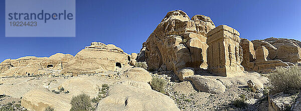 Dschinn-Blöcke im Archäologischen Park Petra  UNESCO-Weltkulturerbe  eines der neuen sieben Weltwunder  Petra  Jordanien  Naher Osten