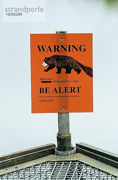 Hinweisschild  Gefährliche Biber  Warning sign  Dangerous beaver  Wonder Lake  Denali-NP