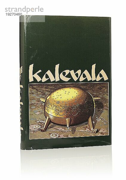 Die Kalevala ist ein episches Gedicht aus dem 19. Jahrhundert  das von Elias Lönnrot aus der finnischen und karelischen Volkskunde und Mythologie zusammengestellt wurde. Hier ist eine Ausgabe in finnischer Sprache von 1985