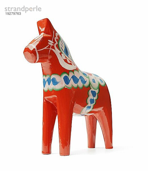 Ein handgefertigtes traditionelles Dalecarlian Horse (Dalahast) ist ein Symbol für das schwedische Dalarna und Schweden im Allgemeinen