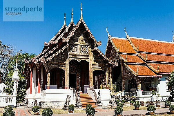 Bot (Ubosot) und Viharn  Wat Phra Singh  Chiang Mai  Thailand  Asien