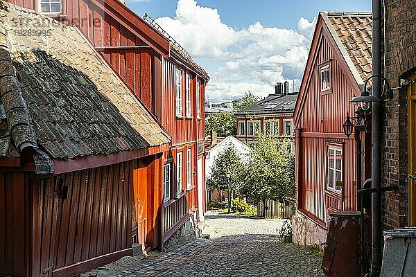 Traditionelle Holzhäuse in der Damstredet  Oslo  Norwegen  Traditional houses on Damstredet  Norway  Europa