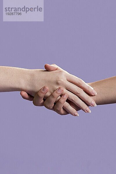 Frauen schütteln sich die Hände als Zeichen der Einigkeit