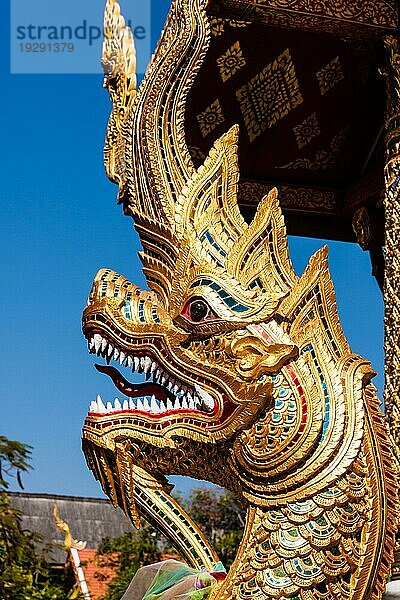 Naga im Wat Phra Singh  Chiang Mai  Thailand  Asien