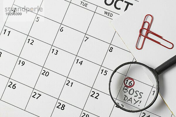 Draufsicht Chefs Tag Sortiment Kalender