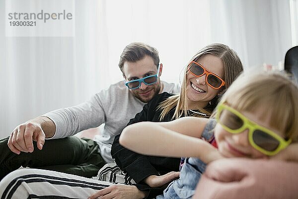 Familie 3d Brille suchen Kamera