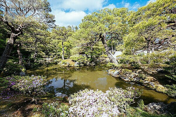 Die atemberaubende Architektur und die Gärten des Silberpavillons des Ginkakuji Tempels in Kyoto  Japan  Asien