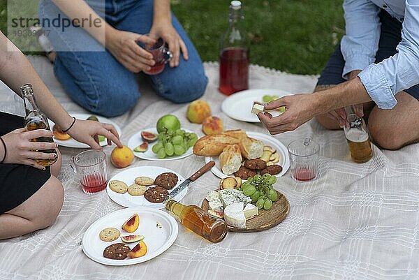 Nahaufnahme Freunde beim Picknick
