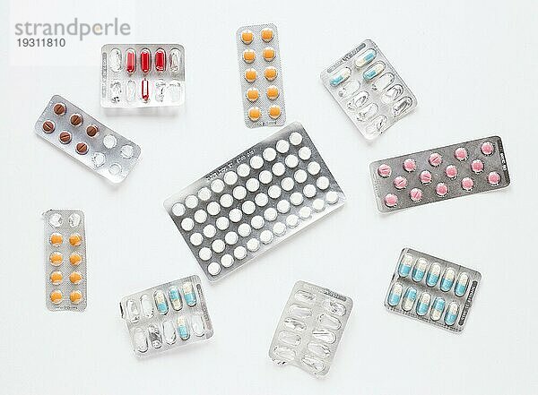 Draufsicht Sorte Tabletten Schmerztabletten