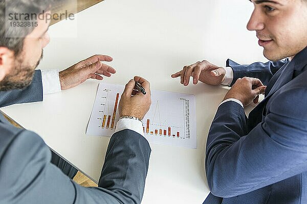 Close up Geschäftsleute arbeiten Unternehmen Finanzbericht weißen Schreibtisch