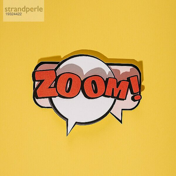 Zoom Cartoon exklusive Schriftart Tag Ausdruck gelben Hintergrund