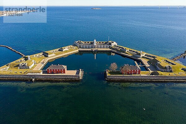 Kopenhagen  Dänemark  März 08  2021: Luftaufnahme des historischen Trekroner Forts per Drohne  Europa