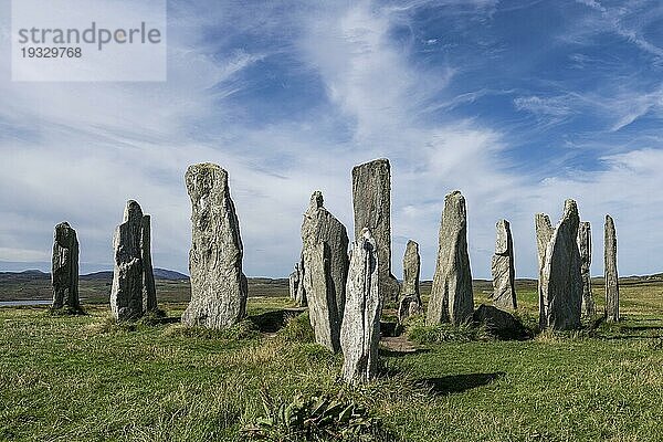 Steinformation der Megalithkultur  Anlage von Callanish 1  bei Breasclete  Isle of Lewis  Äußere Hebriden  Schottland  Großbritannien  Europa