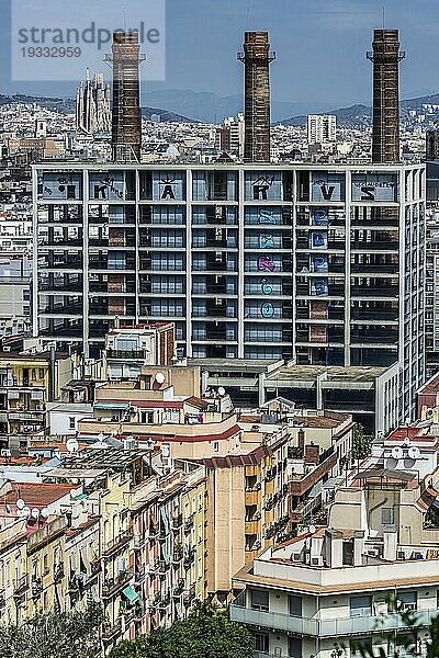 Übersicht der Wohnlandschaft und Innenstadt von Barcelona  Spanien  Europa