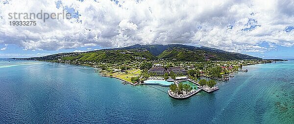 Panorama  Luftaufnahme  Nordwestküste  Te Moana Tahiti Resort  Tahiti-Nui  Gesellschaftsinseln  Inseln unter dem Winde  Französisch Polynesien