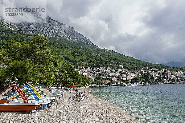 Strand Plaza Soline  Brela  Makarska Riviera  Dalmatien  Kroatien  Europa