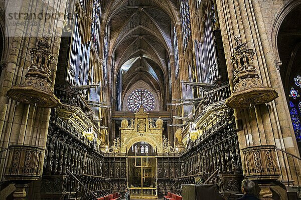 Innenansicht  Gothische Kathedrale  León  Jakobsweg  Kastilien und León  Nordspanien  Spanien  Europa