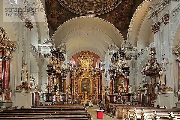 Innenansicht barocken St. Martin Kirche  prunkvoll  Grüner Markt  Bamberg  Oberfranken  Franken  Bayern  Deutschland  Europa
