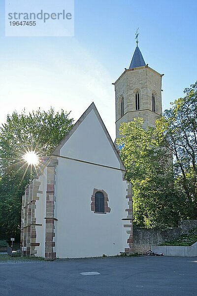 Nonnenkirchle  ehemalige Beinhauskapelle und Michaelskirche im Gegenlicht  Waiblingen  Baden-Württemberg  Deutschland  Europa