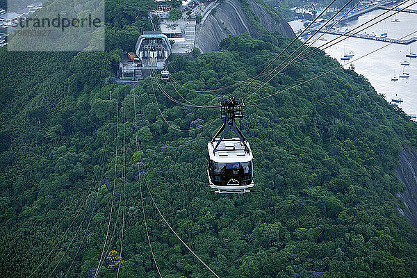 Seilbahnen am Pao Asucar oder Zuckerhut  Rio de Janeiro  Brasilien.