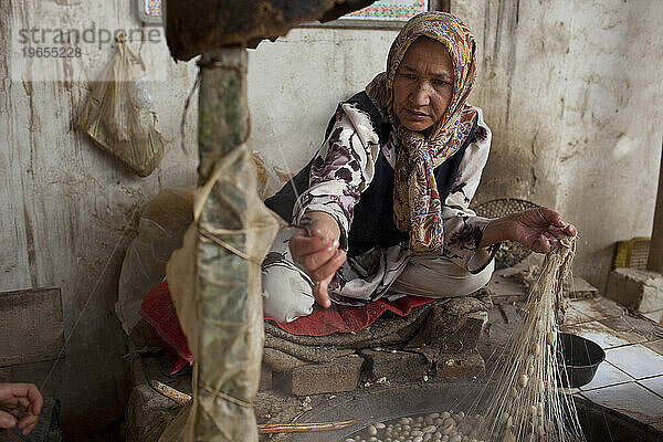 Seidenfabrik außerhalb von Hotan  Xinjiang  China.