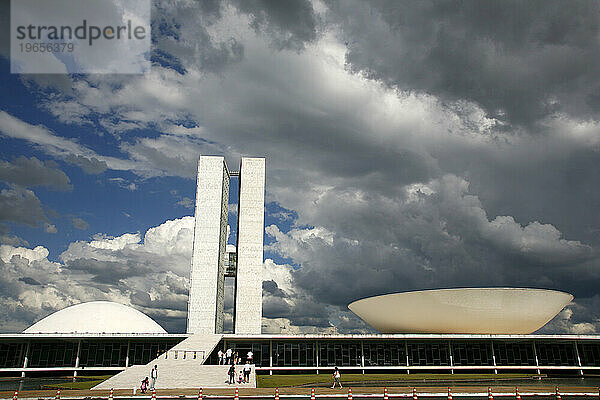 Congresso Nacional oder der Nationalkongress  entworfen von Oscar Niemeyer  Brasilia  Brasilien.