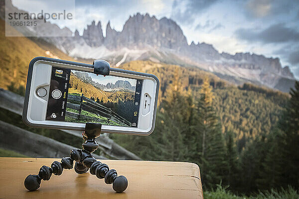 Fotografieren der Rosengarten-Dolomiten bei Sonnenuntergang