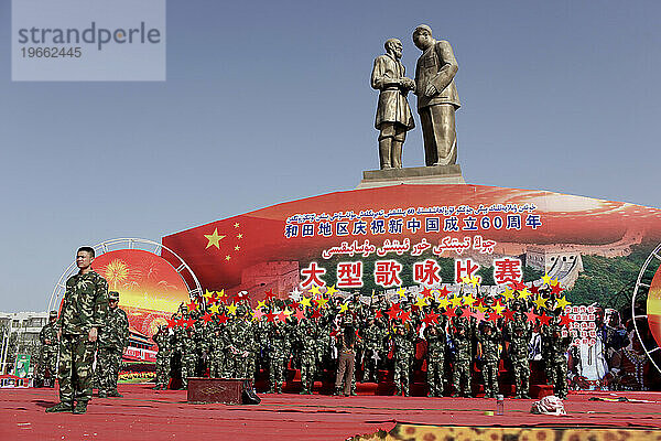 Chinesisches Militär in Hotan  Xinjiang  China.