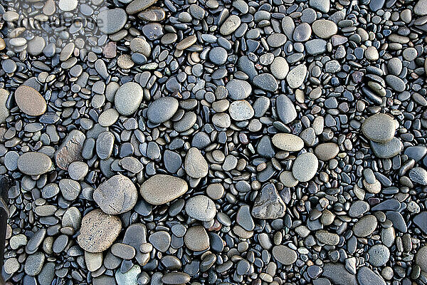 Am Strand von La Push Washington findet man glatte Felsen  die von ständig ans Ufer schlagenden Wellen stammen.