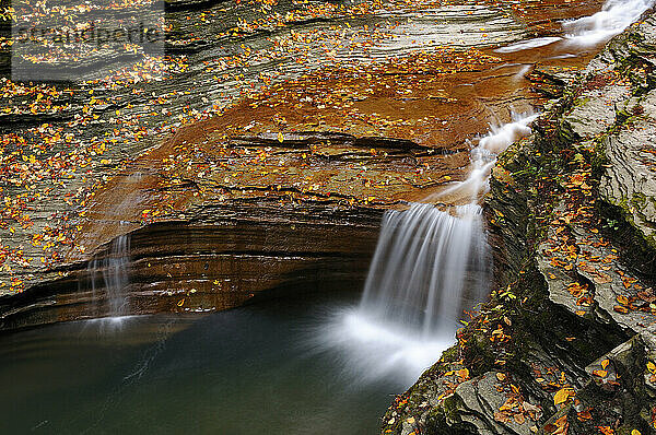 Wasserfall im Herbst  Buttermilk Falls State Park  New York