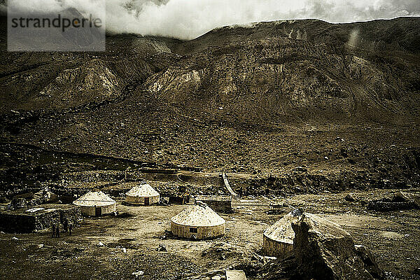 Wohnen in einer Bergbaugemeinde in Zentralasien.