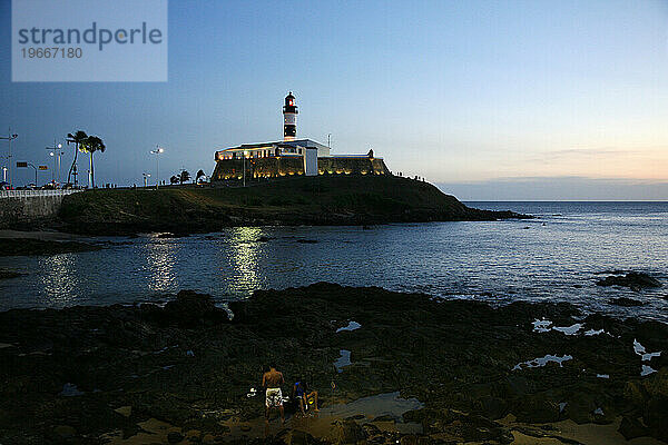 Festung Forte de Santo Antonio da Barra mit Leuchtturm Farol da Barra  Salvador  Bahia  Brasilien.