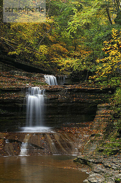 Wasserfall im Herbst  Buttermilk Falls State Park  New York