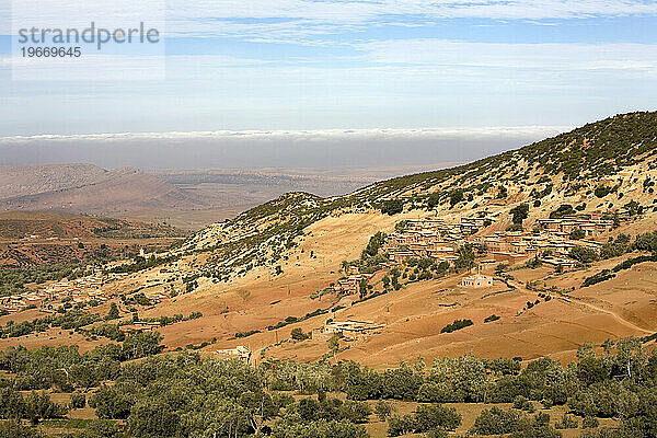 Village in the Atlas mountains  Morocco.