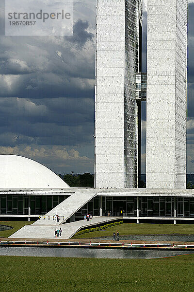 Congresso Nacional oder der Nationalkongress  entworfen von Oscar Niemeyer  Brasilia  Brasilien.