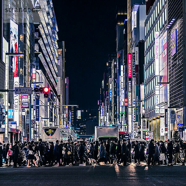 Menschenmenge auf der Straße im Bezirk Ginza  Tokio  Japan