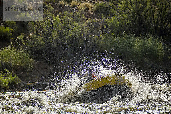 Menschen beim Rafting auf dem rauschenden Fluss  Utah  USA