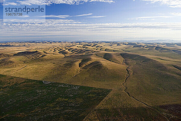 Luftaufnahme von Steppengrasland  Mongolei