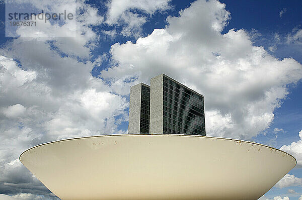 Congresso Nacional oder der Nationalkongress  entworfen von Oscar Niemeyer  Brasilia  Brasilien.