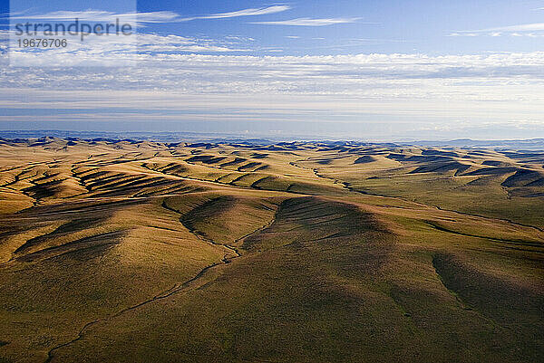 Luftaufnahme von Steppengrasland  Mongolei