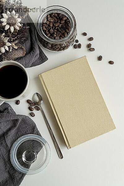 Draufsicht Kaffeetasse mit Kopierraum Agenda