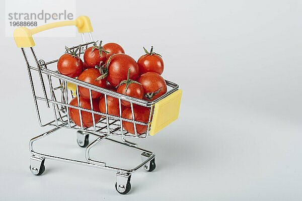 Frische Bio Tomaten Wagen weißer Hintergrund