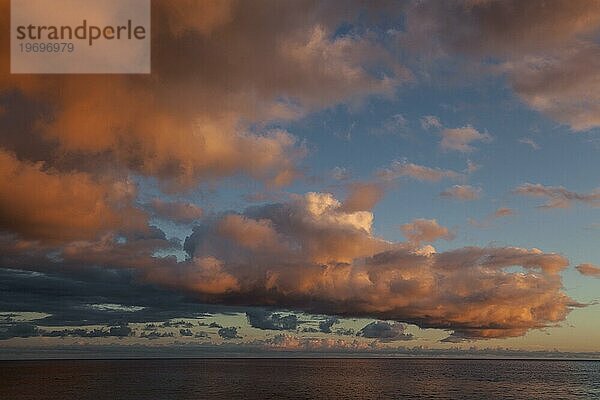 Meer und dramatische Wolken-Stimmung  Abendlicht  Sonnenuntergang  Paul do Mar  Madeira  Portugal  Europa