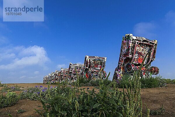 Cadillac Ranch  Auto  Automobil  Klimakrise  Verbrennungsmotor  Freiheit  Mobilität  Geschichte  historisch  Kunst  Graffiti  Amarillo  Texas  USA  Nordamerika