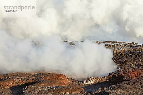 Dampfschlote  Fumarolen in Gunnuhver  geothermisches Gebiet und Zentrum des Reykjanes Vulkansystems  Island  Europa