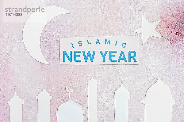 Islamisches Neujahr Worte Moschee Silhouette
