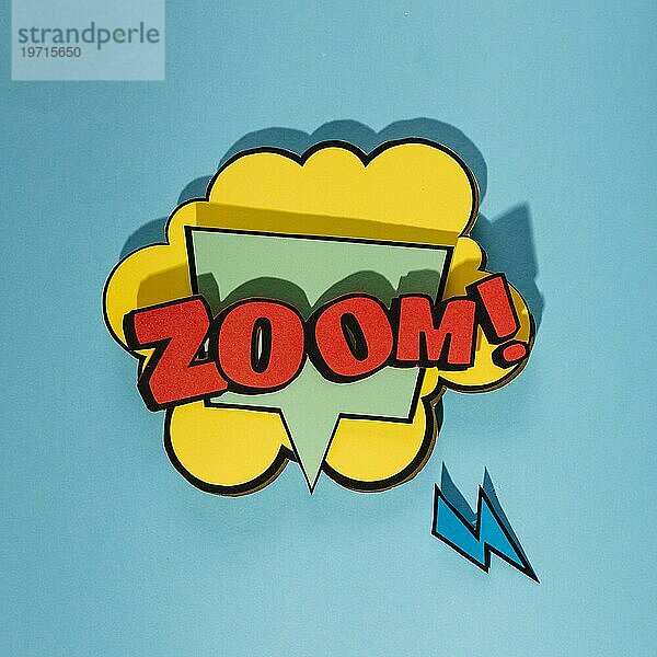 Comic Sprechblase mit Zoom Wort blaün Hintergrund