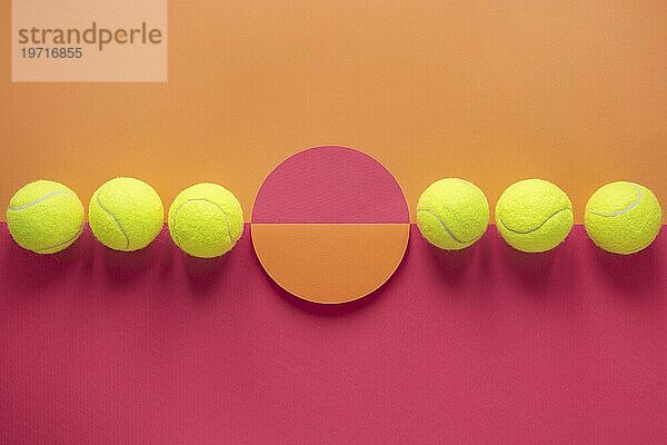 Draufsicht Tennisbälle mit runder Form
